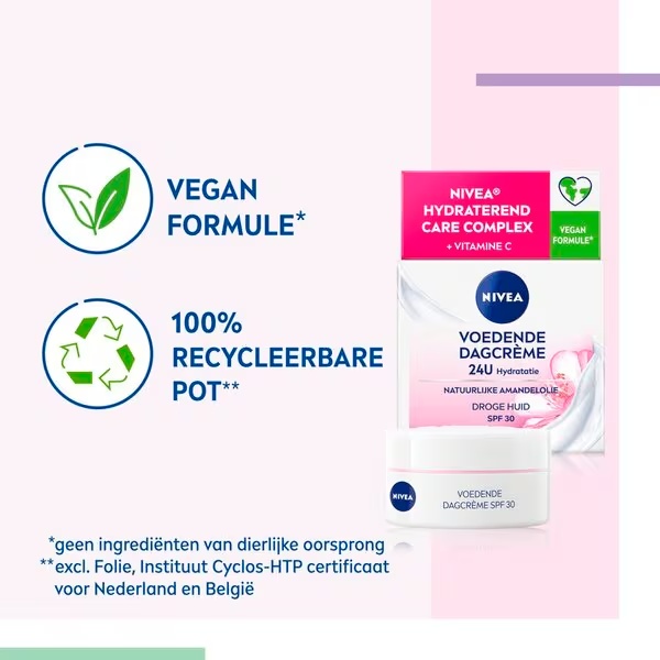 NIVEA SPF30 24H mitrinošais barojošais dienas krēms<br>50ml - sausai un kombinētai ādai