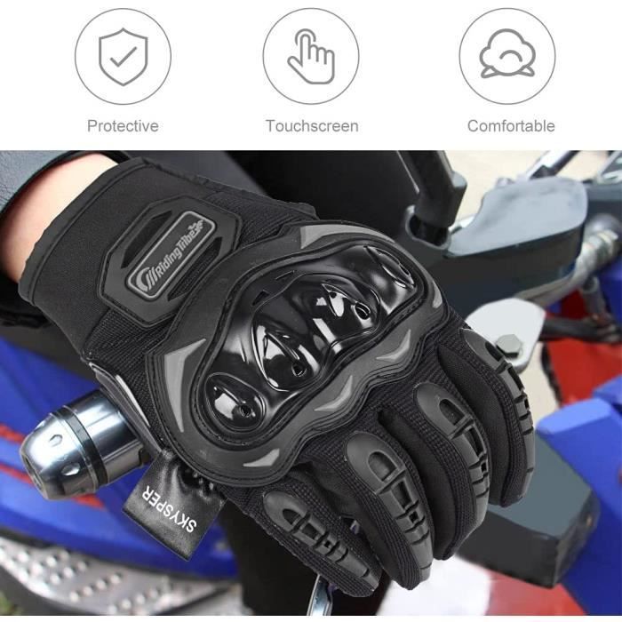 Guantes de moto negros talla M, guantes de moto con pantalla táctil de dedos completos, guantes tácticos para deportes al aire libre para hombre y mujer, guantes de motocross