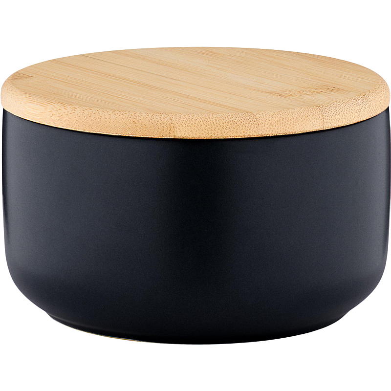 Keramikschüssel „Cuisine“ ø 17 cm mit Bambusdeckel, schwarz
