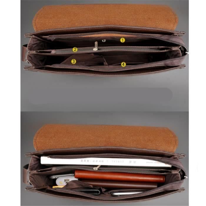 Bolso de hombro de piel para hombre - Negro - JAR1472