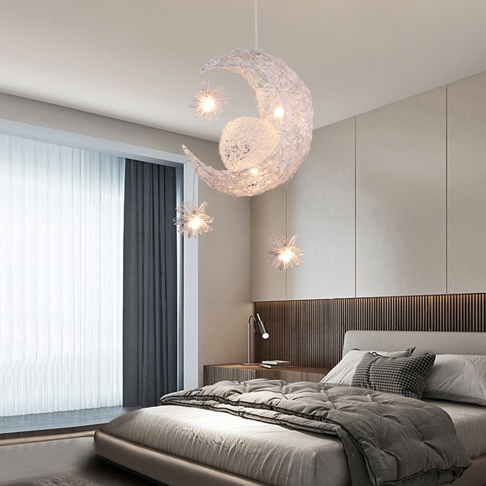 Suspension Décorative - Lune Etoile - Aluminium - 40 cm - Pour Enfant