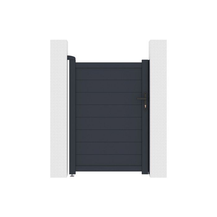 Puerta batiente de aluminio macizo NAZARIO, 103 cm de ancho x 150 cm de alto, color antracita.