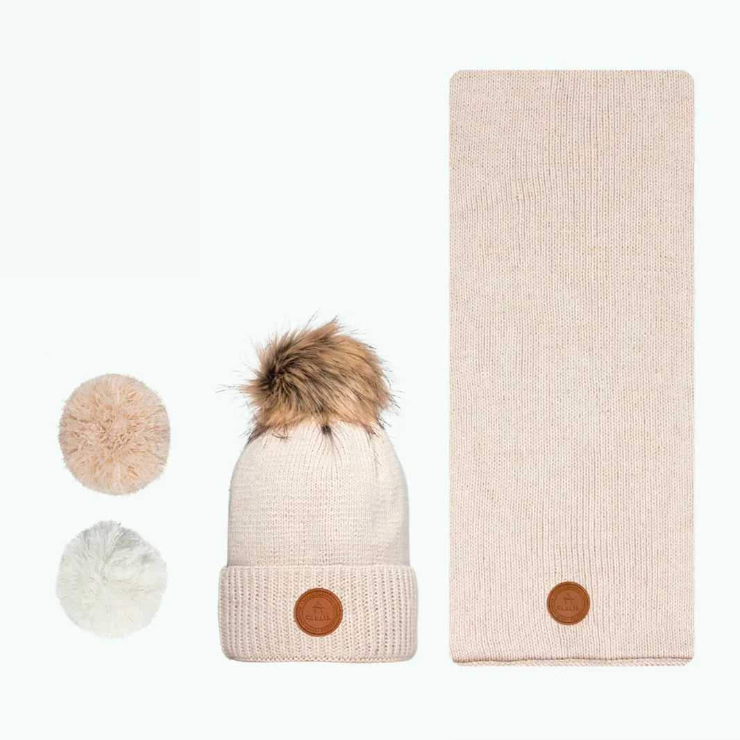 Duo Bonnet et Écharpe Crème