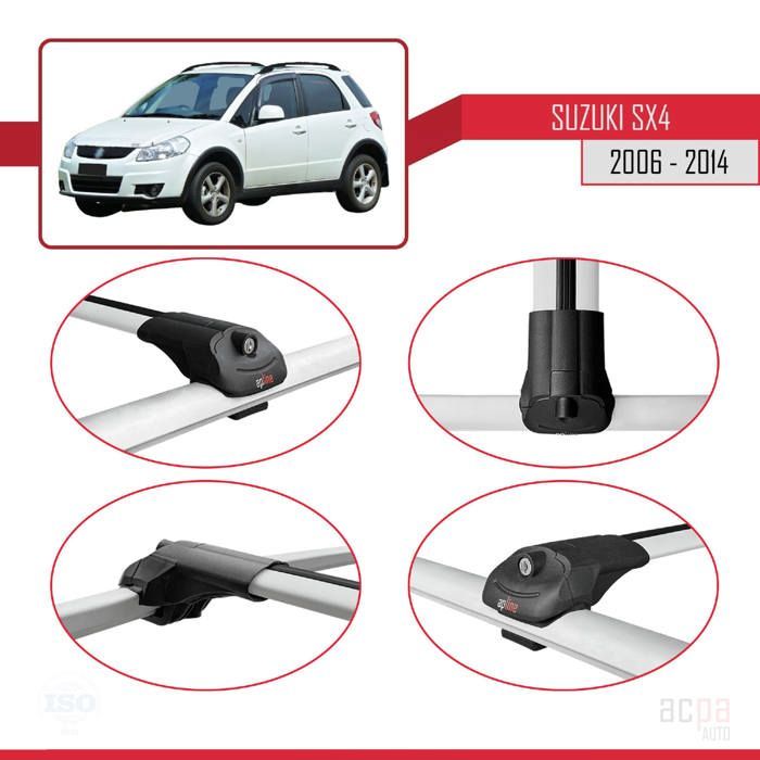 Barras de techo ACE-1 compatibles con Suzuki SX4 II (JY) 2006-2014, portaequipajes (gris), 2 barras.