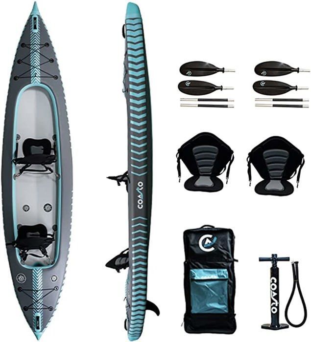Inflatable kayak - COASTO - Capitole 2-person - Grey/Blue - Beginner/Intermediate/Advanced - 250 kg
