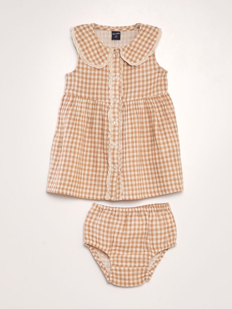 Conjunto de vestido e calcinha - 2 peças - BEGE