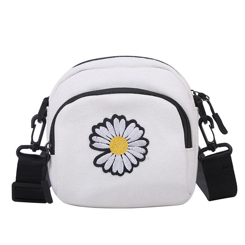 Borsa a tracolla estiva da donna in tela con decorazione a margherite, mini borsa a tracolla, portamonete, graziosa custodia per cellulare