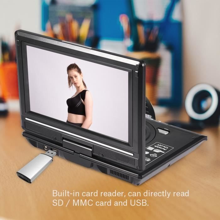 Lecteur DVD Portable Ecran Rotatif 9 pouce,large LCD Lecteur de radio FM Carte SD USB(EU plug) HB044