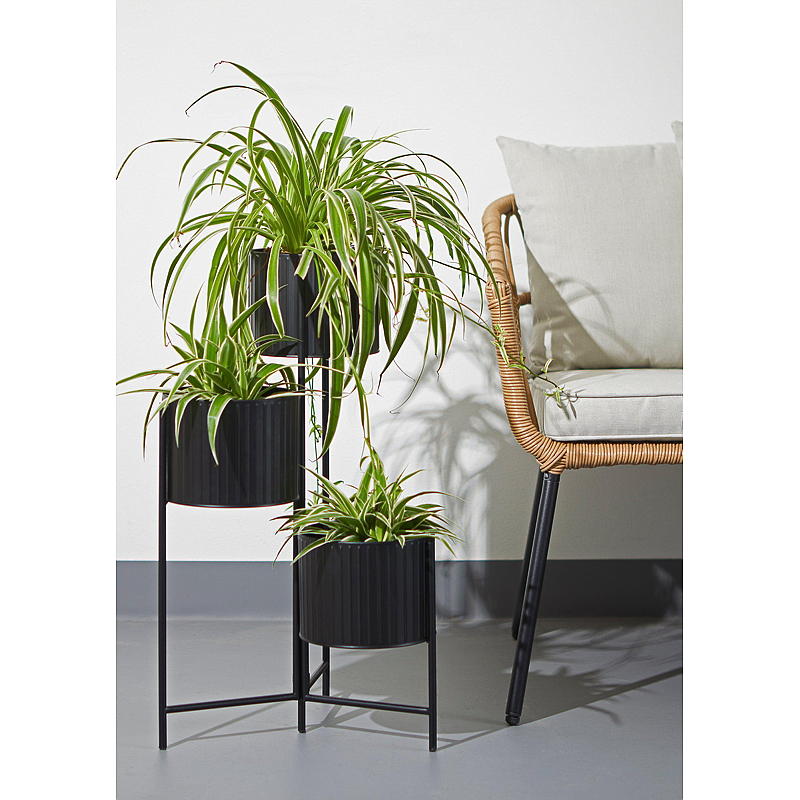 Hempiedestal 37x65 cm 3 krukor metall svart