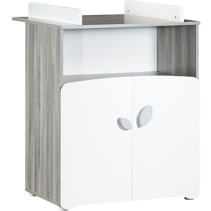 Chambre bébé trio Leaf: lit 120x60, commode à langer et armoire - Babyprice - Blanc