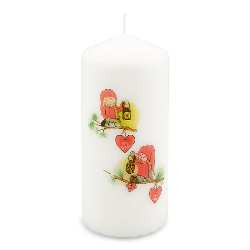 Candela cubica ø 6 x 13 cm, design natalizio