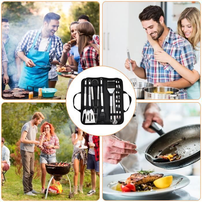 Ustensiles de barbecue - 20PCS - Acier Inoxydable - Durable - Antirouille - Ergonomique
