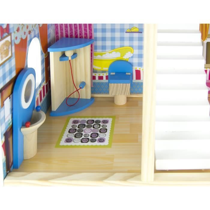 Houten woonvilla-poppenhuis met meubels