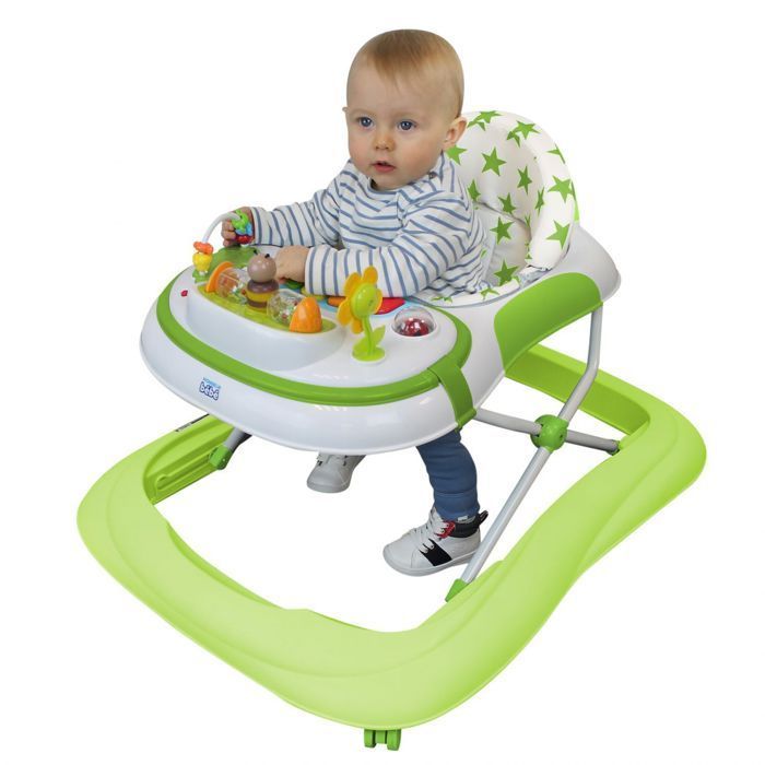In hoogte verstelbare, opvouwbare, muzikale loopwagen voor baby's - Groen - Monsieur Bébé
