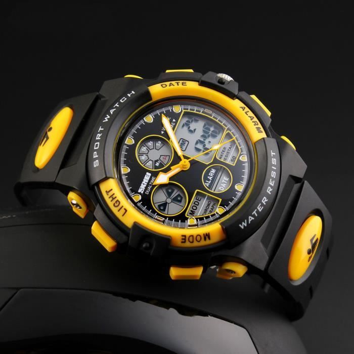 Relojes infantiles para niños y niñas, marca deportiva resistente al agua, regalo con pulsera digital - Amarillo