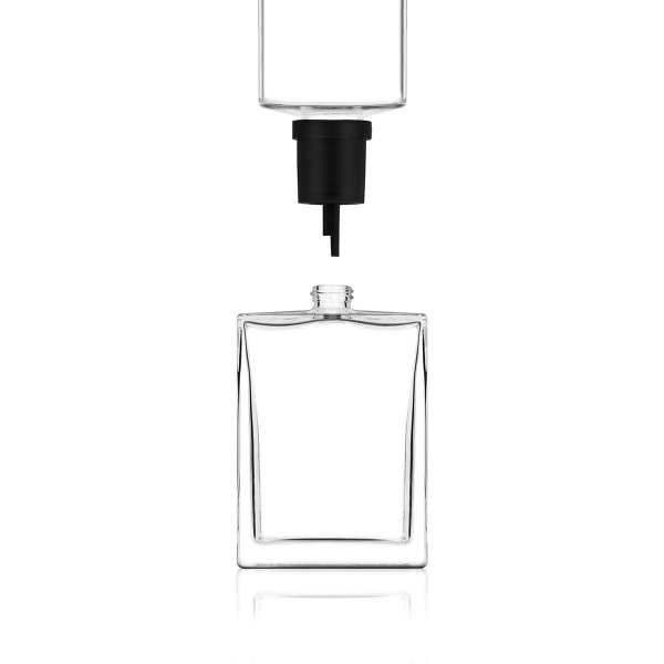 Refil Heko 100 ml, frasco de vidro transparente 15/415 (com tampa de rosca)