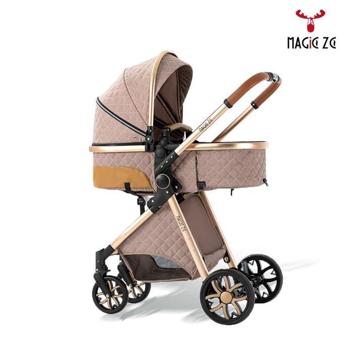 Poussette 3 en 1,pousette trio 3 en 1,MagicZC,avec siege auto,Dossier réglable,0-3 ans,pliable,nouveau né,Haute position,kaki