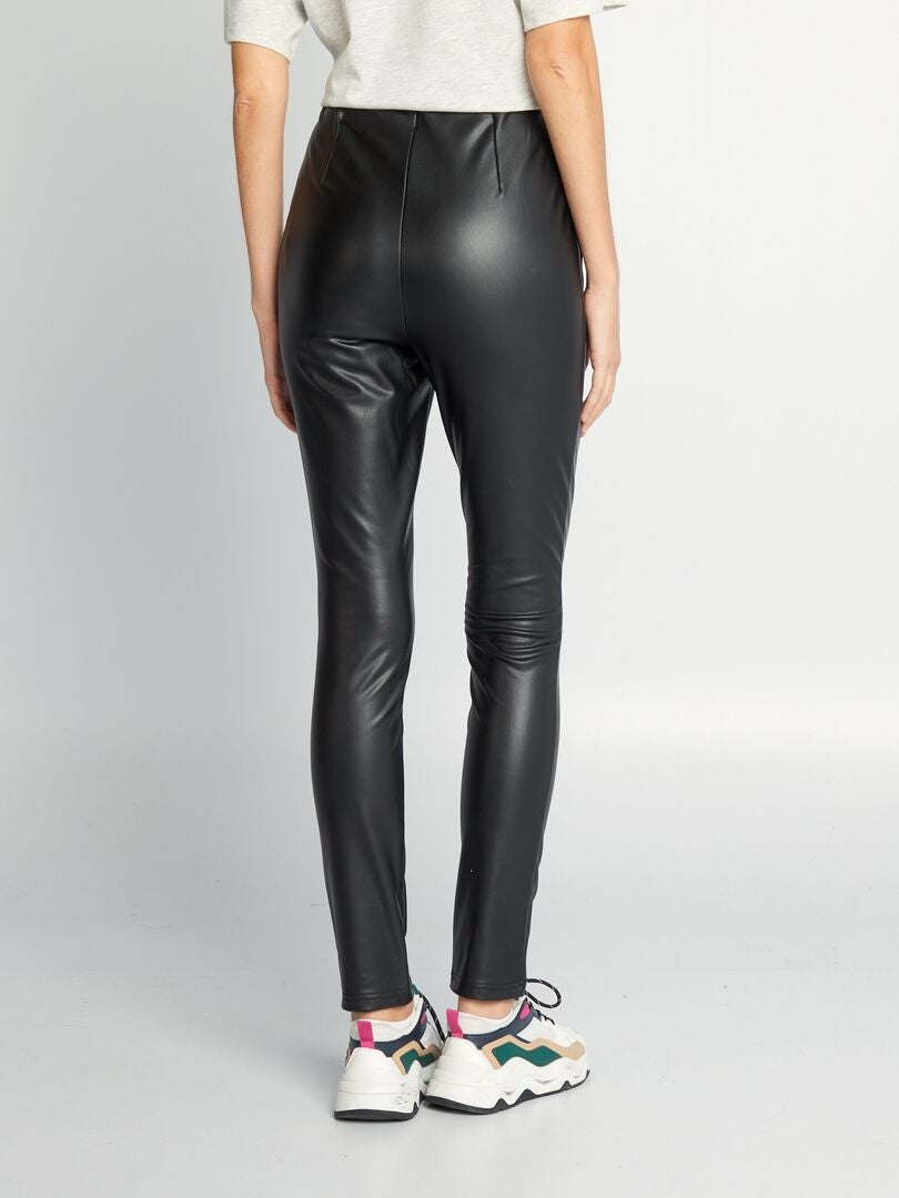 Leggings met hoge taille van imitatieleer - zwart