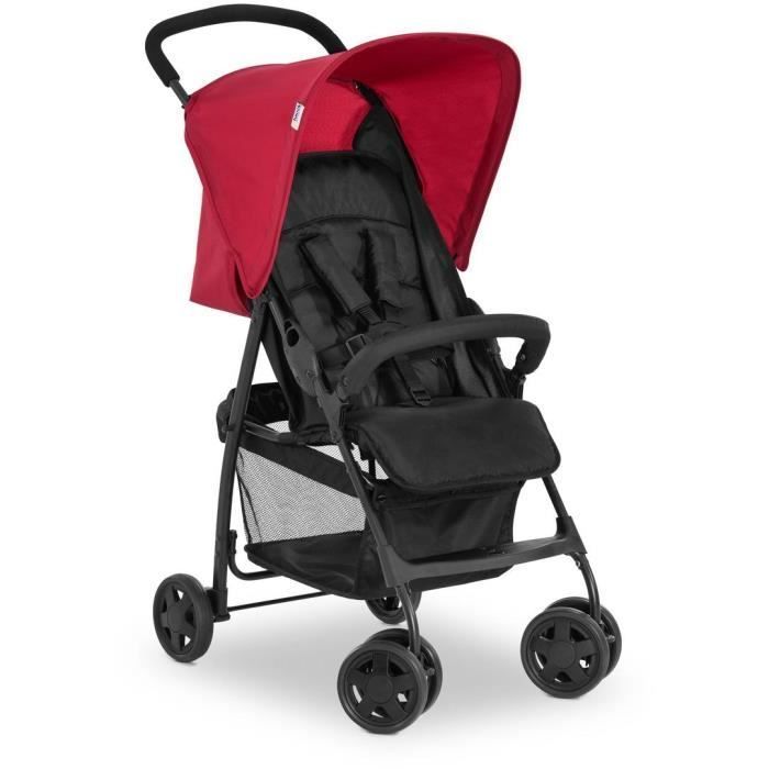 HAUCK - Kinderwagen - SPORT - Faltbar & verstellbar - Sonnendach - 4 Räder - Schwarz/Rot