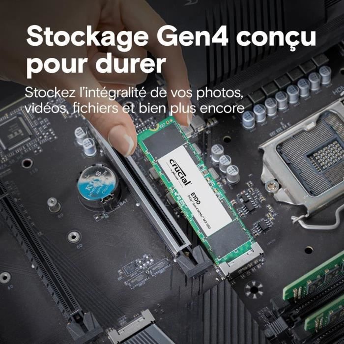 SSD interno - CRUCIAL - E100 - 1TB - PCIe Gen4 NVMe M.2 - Fino a 5000 MB/s