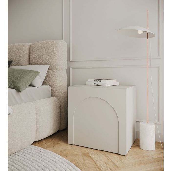 Bedside table with arc cutout - ARKADIA - 50 cm - cashmere grey