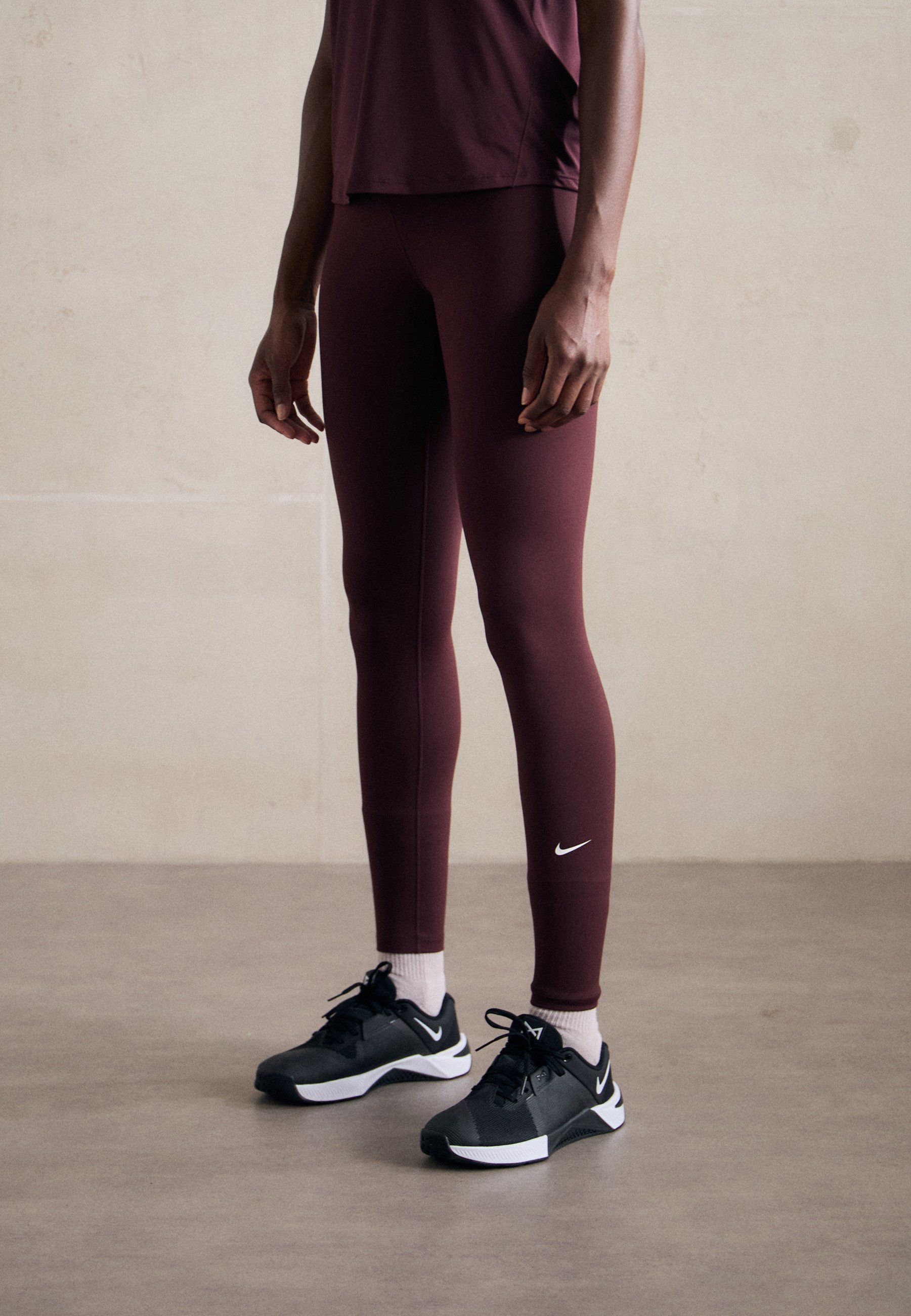 Nike Performance Leggings - bordeauxrood/wit