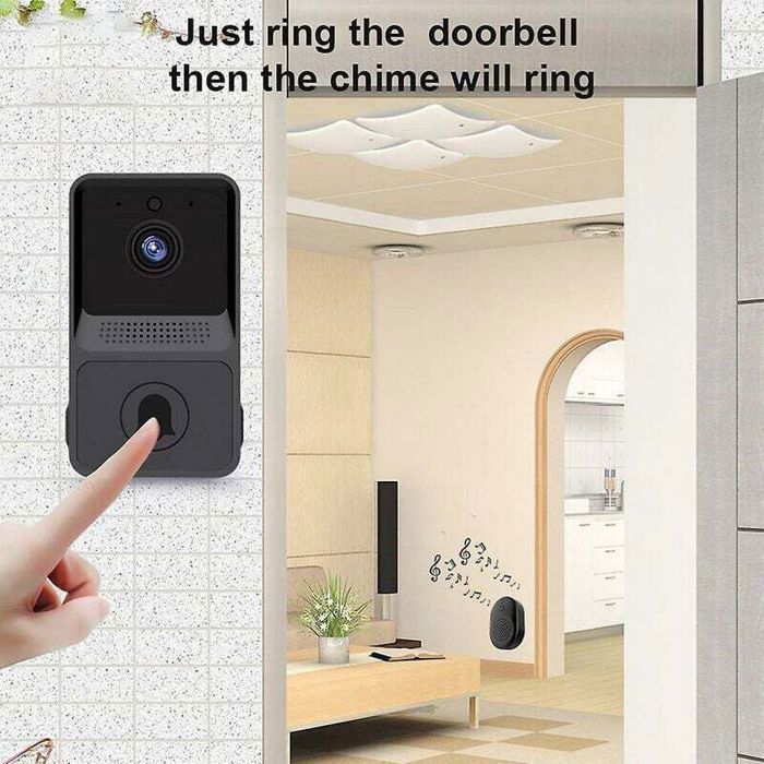 Timbre inalámbrico inteligente WiFi con cámara remota, videoportero, timbre inalámbrico HD Vision para el hogar.