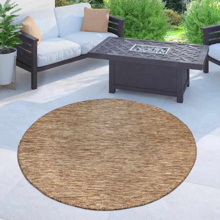 Alfombra de exterior para balcón, terraza o cocina, color marrón y beige moteado liso, 120x160 cm - PACO HOME - Moderna - Sintética