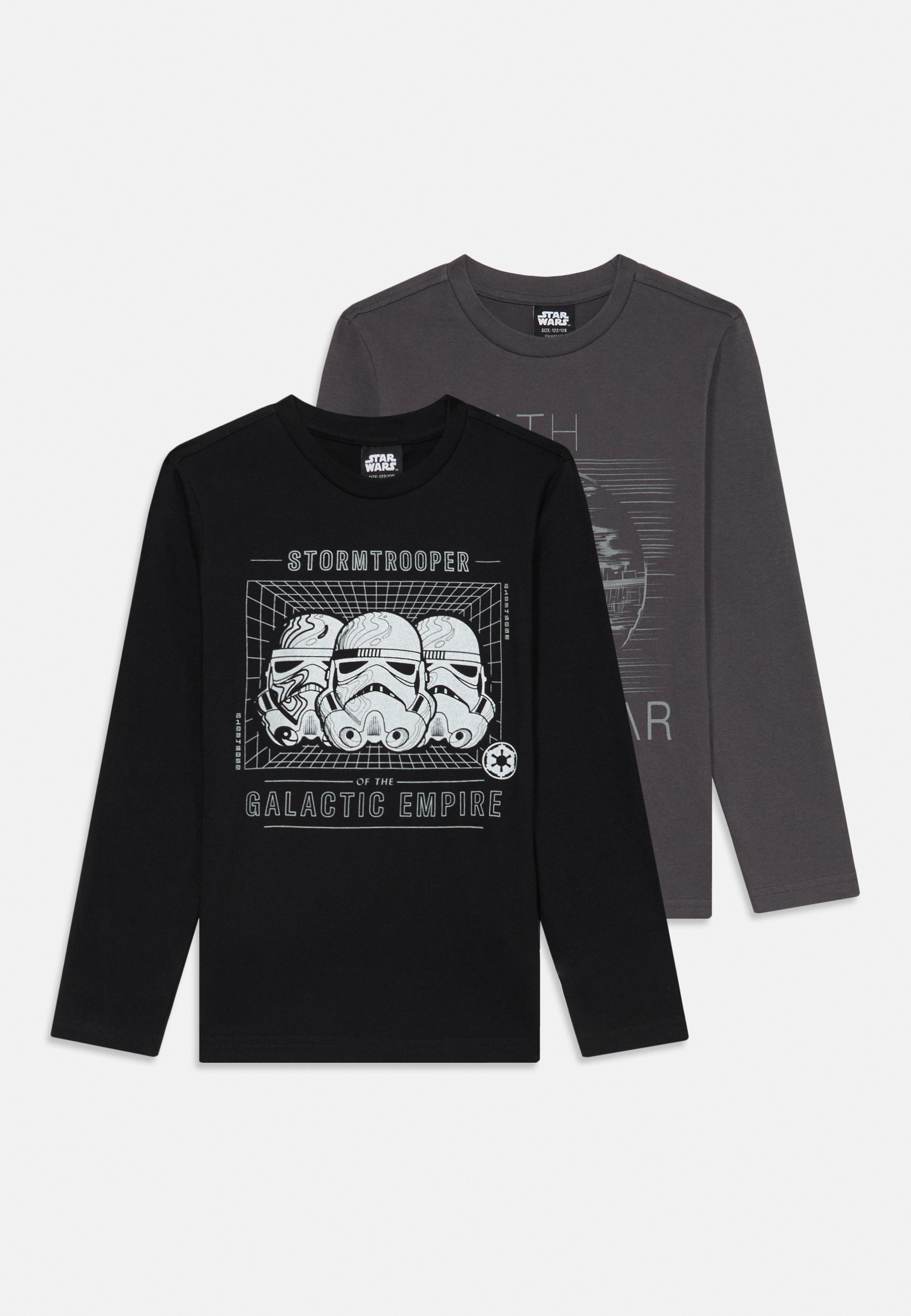 Friboo Confezione da 2 Top a maniche lunghe unisex Star Wars - Top a maniche lunghe - grigio scuro/nero