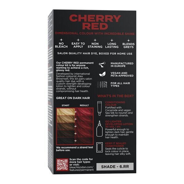Komplet za trajno vegansko barvanje No Bleach London Cherry Red