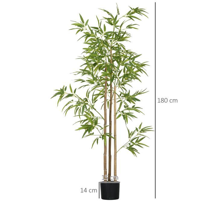Set mit 2 künstlichen Bambuspflanzen – HOMCOM – 180 cm hoch mit Topf – Innendekoration, sehr realistisch