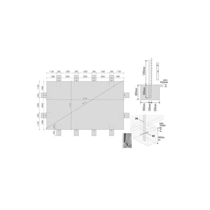 Piscina de madera Aqua de 8,5 x 4,35 m - 1,45 m de profundidad - con fijaciones para enterramiento - BAS7309OSPI