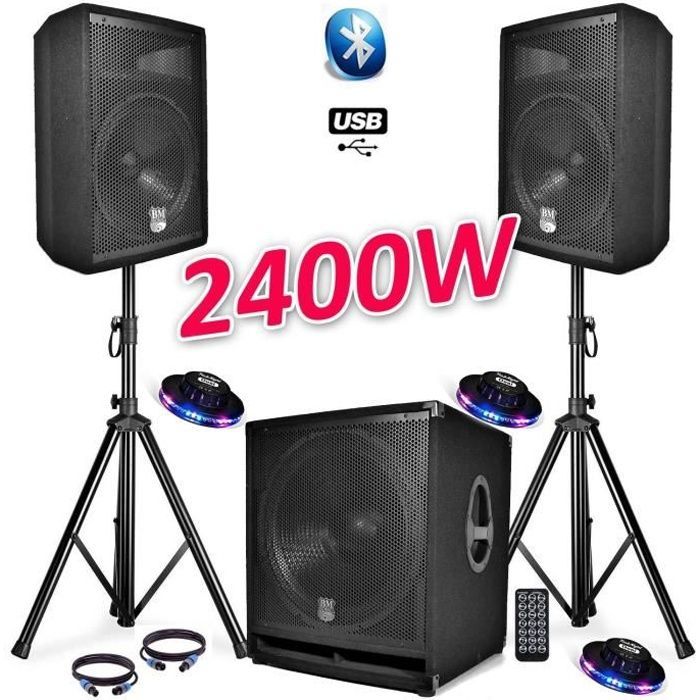 SISTEMA AUDIO COMPLETO BMS1812 USB-Bluetooth 2400W Subwoofer da 18