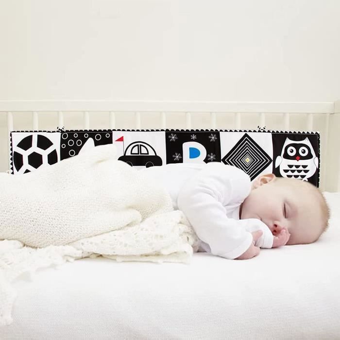 Livre en Tissu pour Bb - Jouets dveil avec des Animaux - Noir et Blanc - Mixte noir et blanc couleurs multiples CHARIOT A POUSSER