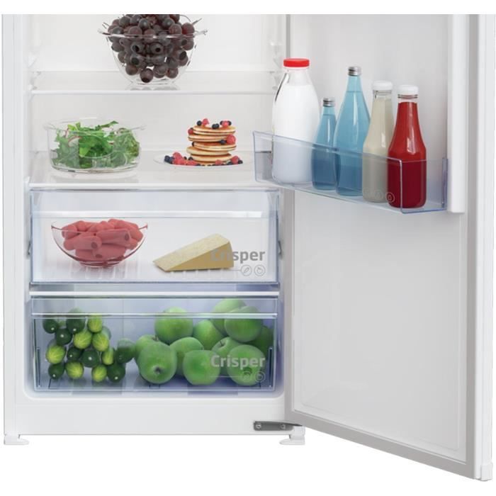Réfrigérateur monoporte - BEKO - BSSA315K4SN - Intégrable - 309 L - Classe E - Clayette porte bouteille - 185,4x57,5x60