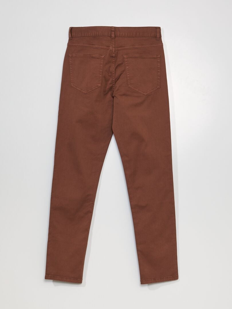 Calça jeans slim de 5 bolsos - tamanho L32 - marrom