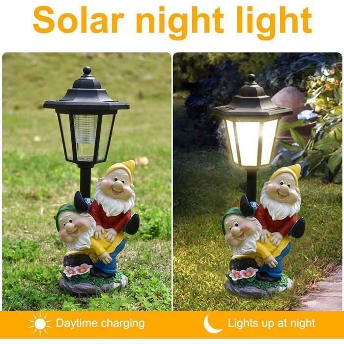 Lampe solaire hexagonale dcorative pour jardin ornement nain dcoration de jardin Label STATUE