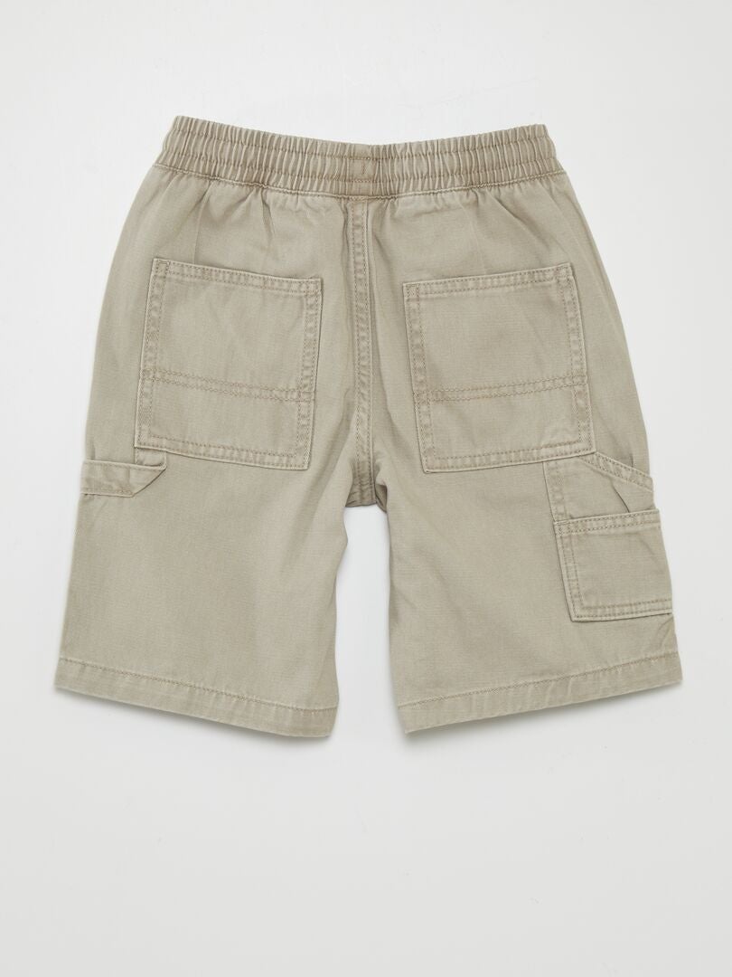Stretch denim shorts - BEIGE