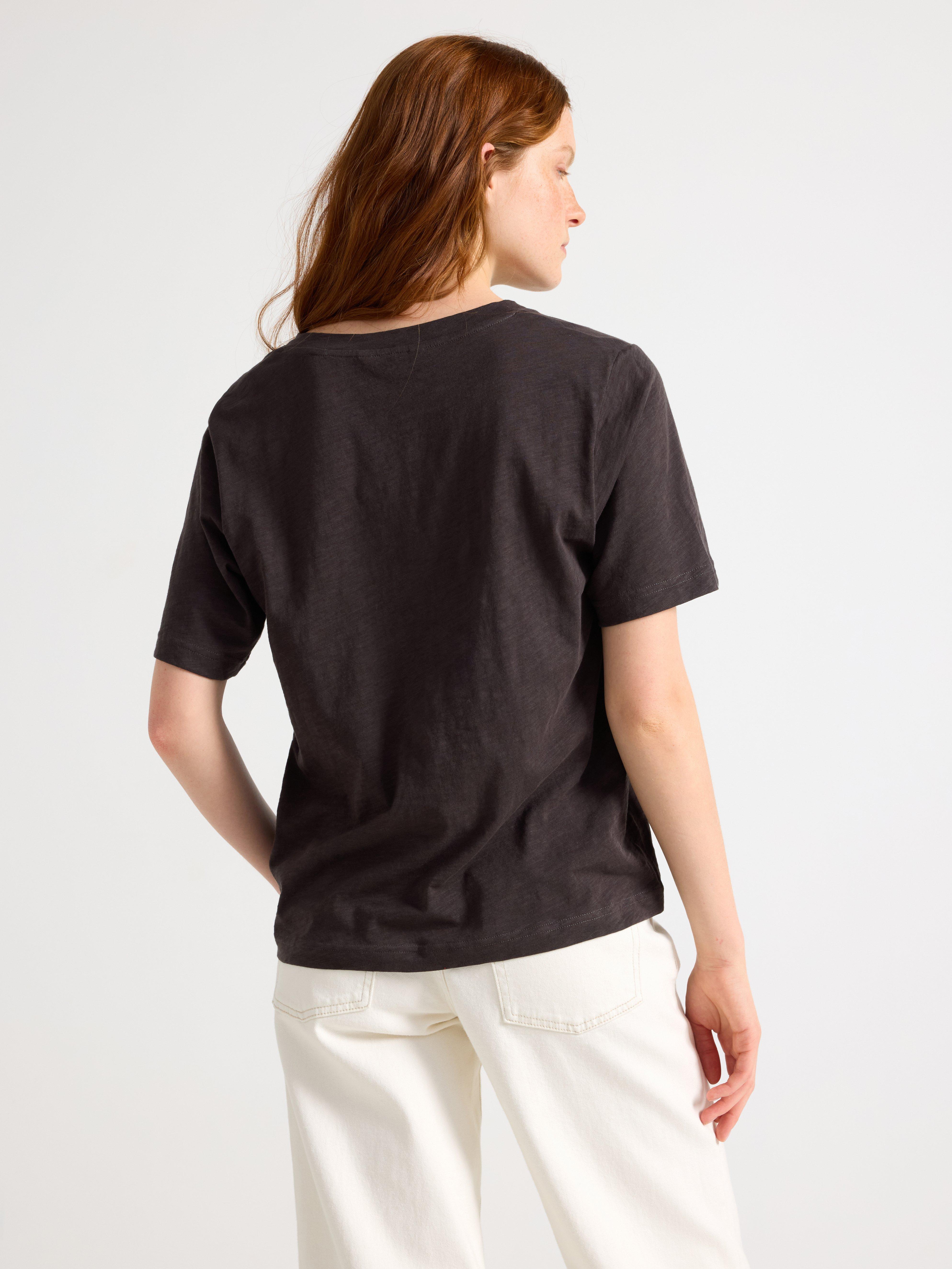 Tricou cu imprimeu în V, maro închis