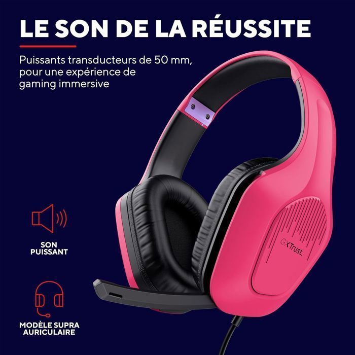 Auriculares para juegos con cable - TRUST - GXT 415 Zirox - Ligeros - Sonido envolvente - Micrófono abatible