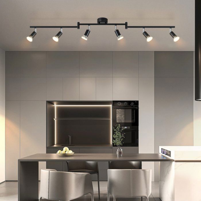 NETTLIFE 330 Spot Ceiling Light - Black - GU10 6 Bulbs - 350° Adjustable