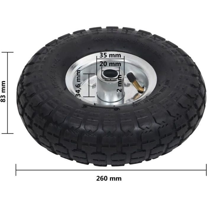 Steekwagenwiel - AIMOONSA - 4.10/3.50-4 - 260x83 mm - 100 kg - Lekbestendig