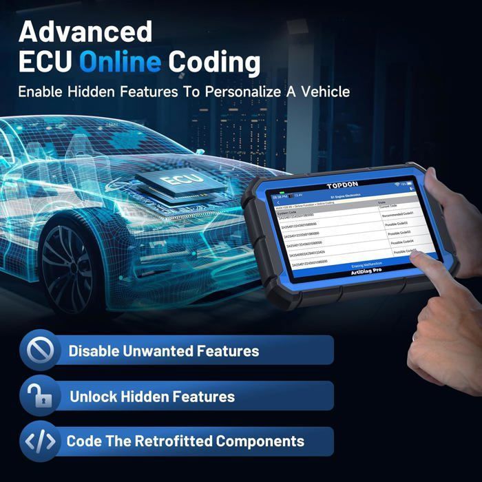 TOPDON ArtiDiag Pro V2.0 Outil de Diagnostic Valise Diagnostic Auto 35+ Services de Maintenance Codage ECU/en Ligne en Français