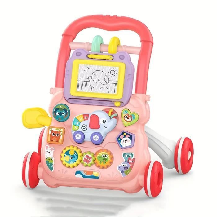 Andador para bebés, juguetes educativos para el aprendizaje temprano con mesa de actividades, el mejor regalo para tu bebé - rosa