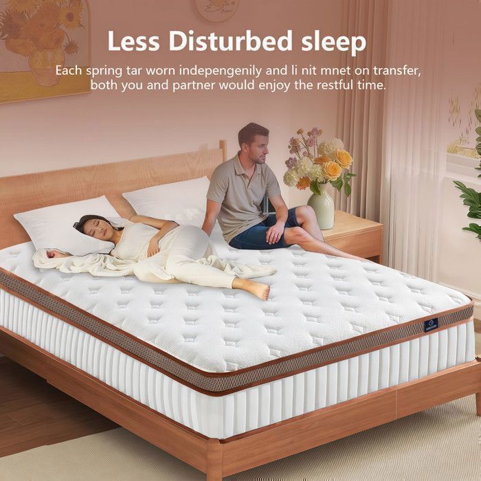 Materasso 140x200 - spessore 26 cm, ibrido di molle insacchettate e memory foam, certificato Oeko-Tex, supporto perfetto, ergonomico.