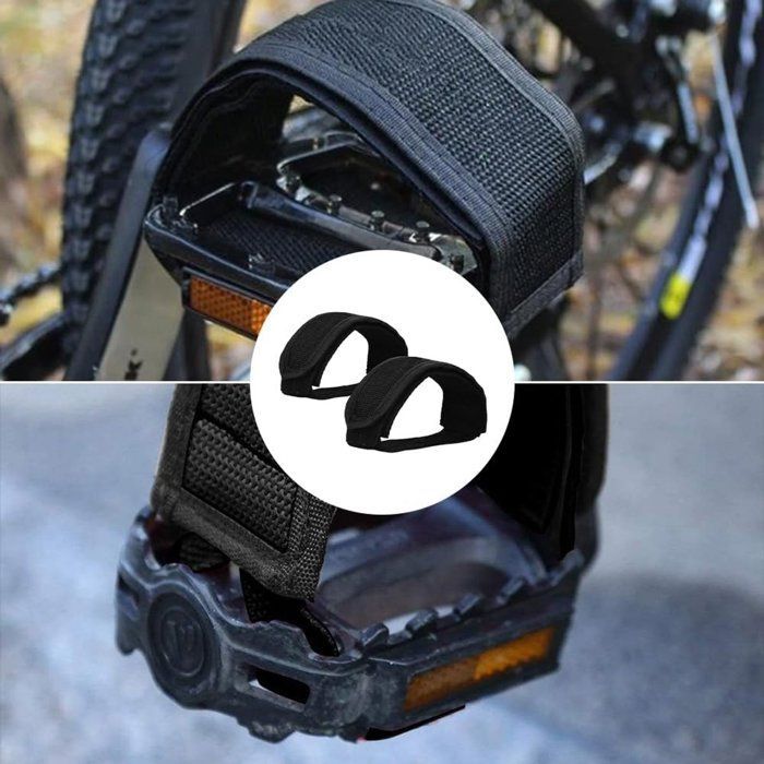 Bicycle Crank Straps, 1 Pair, Black, Adjustable and Non-Slip, Universal for Home Trainers
