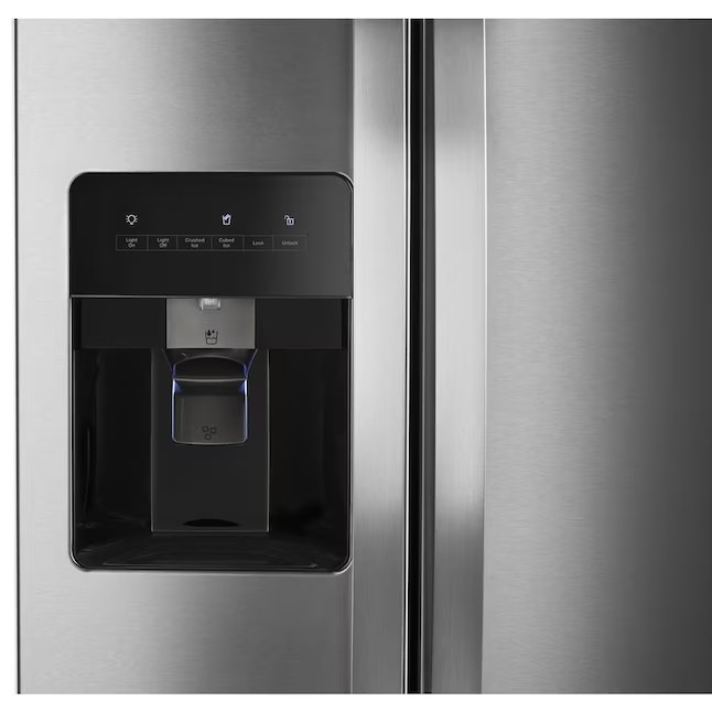 Whirlpool Side-by-Side-Kühlschrank mit 24,6 Kubikfuß Nutzinhalt und Eiswürfelbereiter (Edelstahl, fingerabdruckresistent)