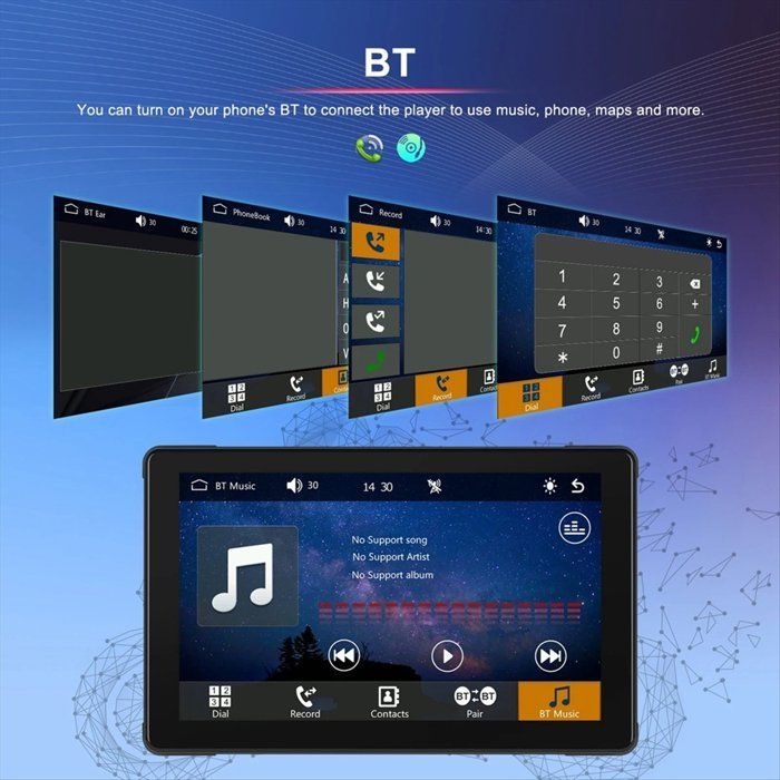 Monitor portátil Android de 7 pulgadas con GPS para motocicleta, resistente al agua, compatible con CarPlay e inalámbrico.