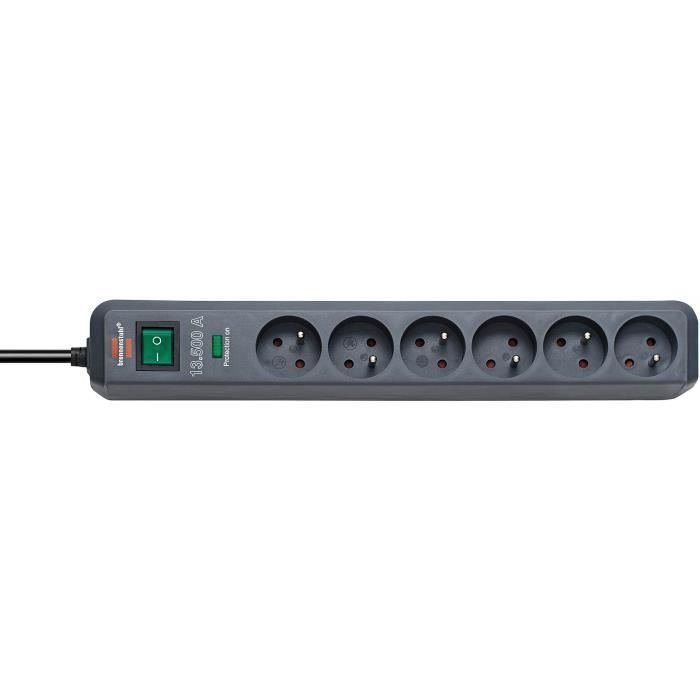 Multipresa Brennenstuhl ECO-LINE color antracite - 6 prese - con protezione da sovratensione e cavo da 1-4 m (13.500 A)