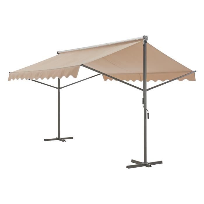 Selenizza freistehende Doppelmarkise 300 x 300 x 260 cm sand